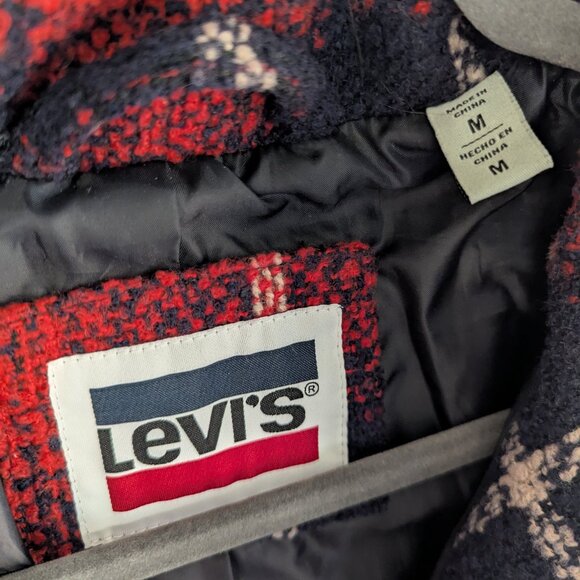 Levi's Stand Collar Wool Puffer Plaid Jacket - Picture 11 of 11